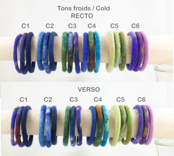 lot de 3 bracelets bangles tons : Bleu/Vert
