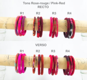 lot de 3 bracelets bangles tons : Rose/Rouge