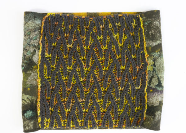 Col réversible tricot brioche laine feutrée jaunemarron