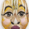 Masque décoration murale textile laine feutre brodée
