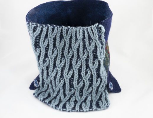 col snood tricot brioche laine feutrée bleu-marine