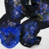 echarpe Haute couture feutre soie bleu, broderie perles sequins